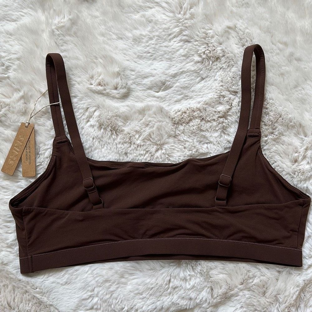 SKIMS Cotton Jersey Scoop Bralette Cocoa Size XL - Picture 6 of 7